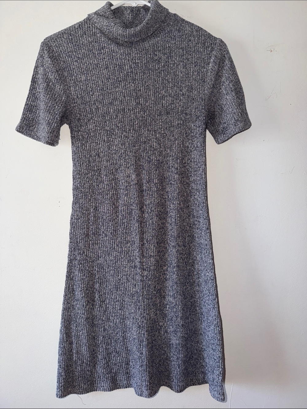 Forever 21 Charcoal Ribbed Short-Sleeve Midi Turtleneck Dress